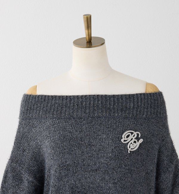  「ブローチ付きベロアモールミニニットワンピース」|ワンピース|