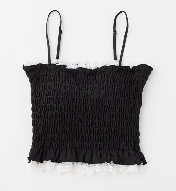  「カップ付きレースシャーリングキャミソール」|プルオーバー|