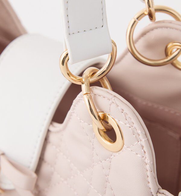  「リボンチャーム付き配色キルティングバッグ」|ショルダー・メッセンジャー|