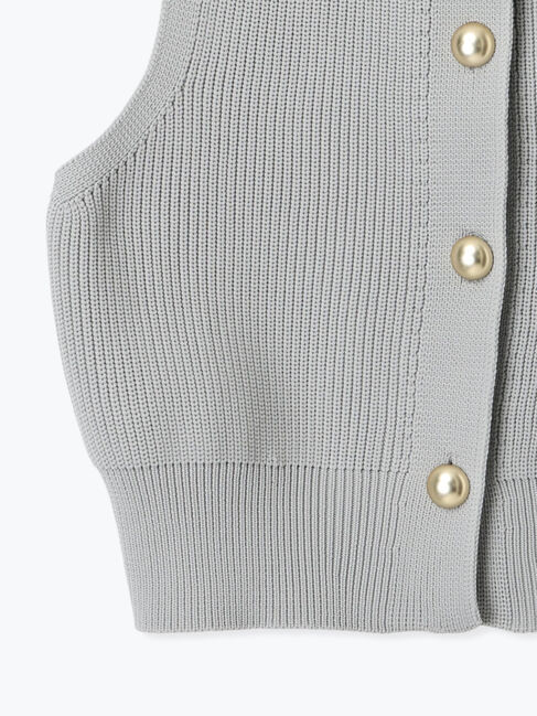Lugnoncure「金ボタン無撚糸ニットベスト」|ニット・セーター|