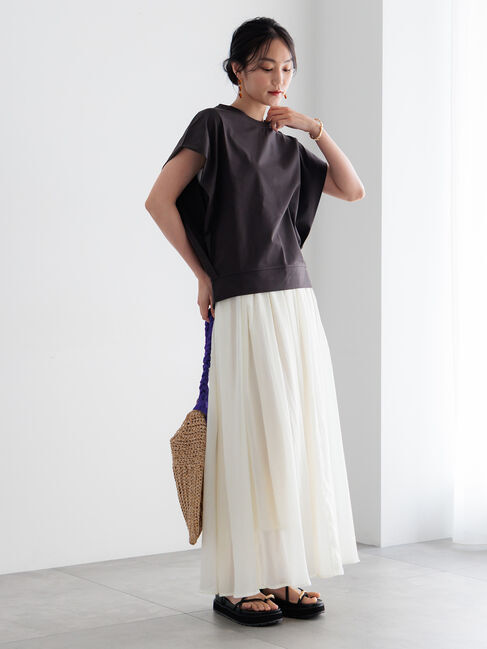 Te chichi「【接触冷感/遮熱/吸水速乾】ショルダータックドルマンTシャツ」|Tシャツ・カットソー|