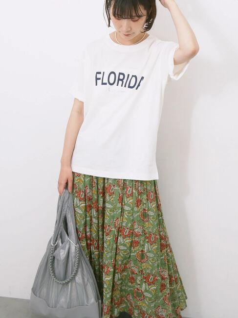 Samansa Mos2 blue「ロゴプリントTシャツ」|Tシャツ・カットソー|オフホワイト