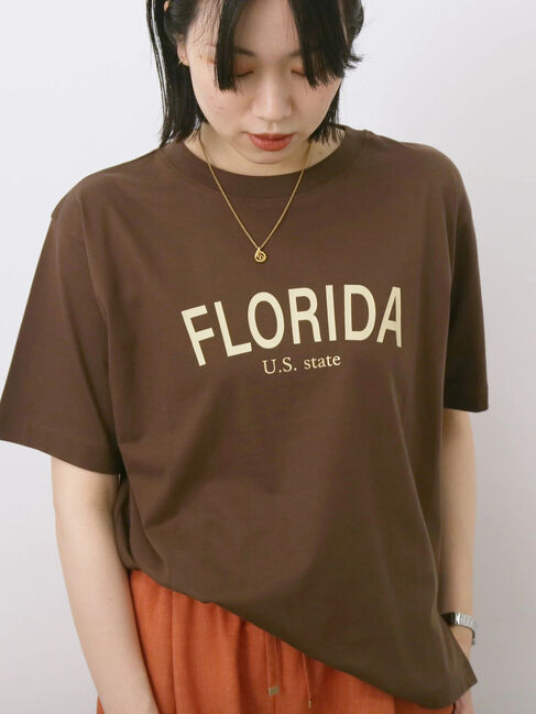 Samansa Mos2 blue「ロゴプリントTシャツ」|Tシャツ・カットソー|ブラウン