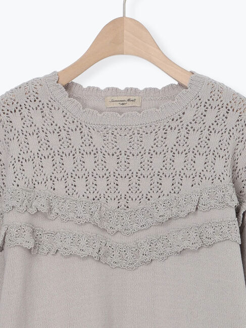 Samansa Mos2「透かし柄切替レースニット」|ニット・セーター|