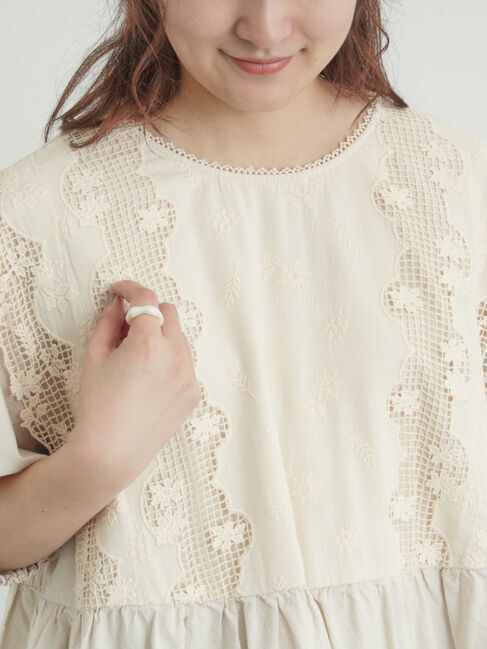 Samansa Mos2「胸元レース貼りワンピース」|ワンピース|