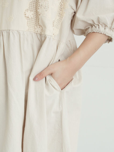 Samansa Mos2「胸元レース貼りワンピース」|ワンピース|