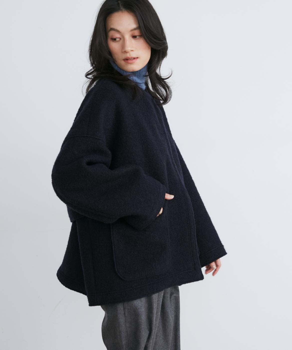 INED「TOURNIERツィードハーフコート《la veille by SUPERIOR CLOSET》」|ピーコート|