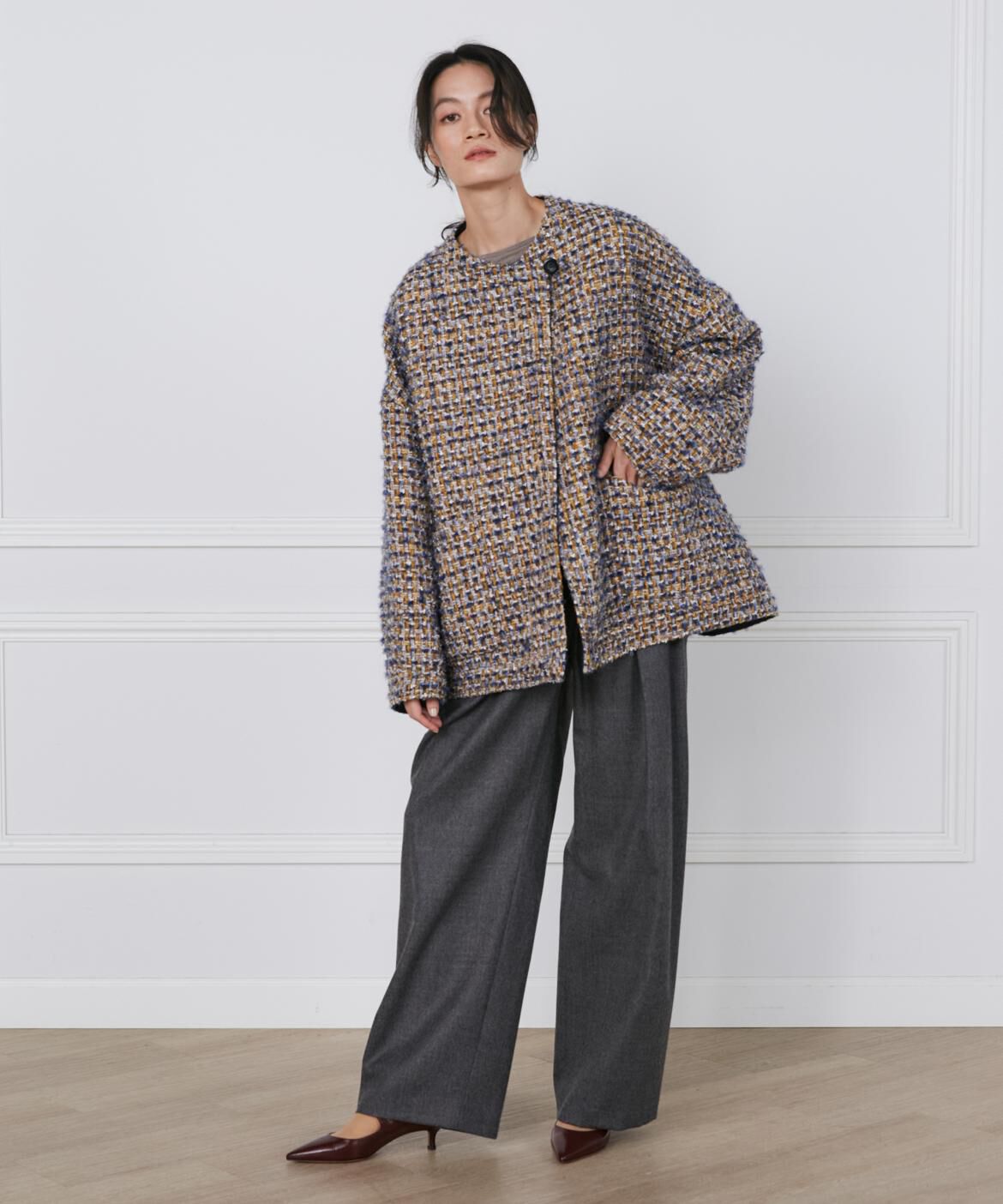 INED「TOURNIERツィードハーフコート《la veille by SUPERIOR CLOSET》」|ピーコート|