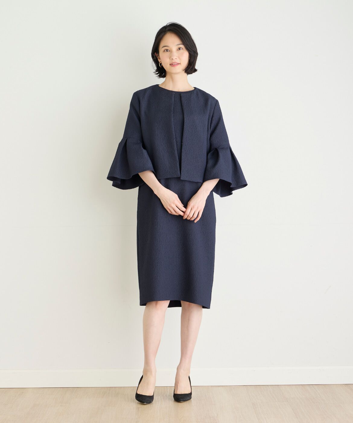 7-IDconcept.「《大きいサイズ》フクレジャカードフレアスリーブジャケット」|その他|