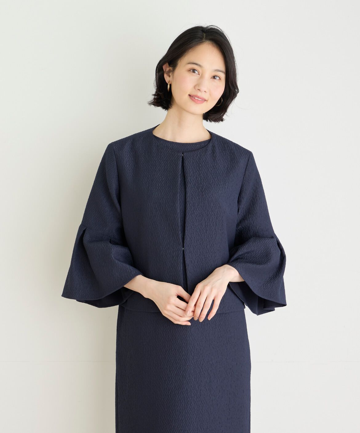 7-IDconcept.「《大きいサイズ》フクレジャカードフレアスリーブジャケット」|その他|