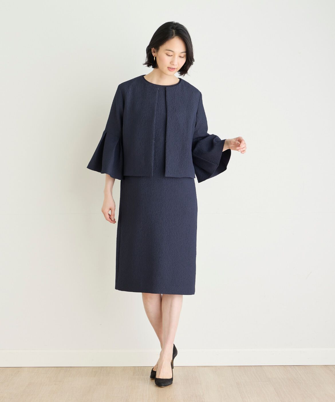 7-IDconcept.「《大きいサイズ》フクレジャカードフレアスリーブジャケット」|その他|