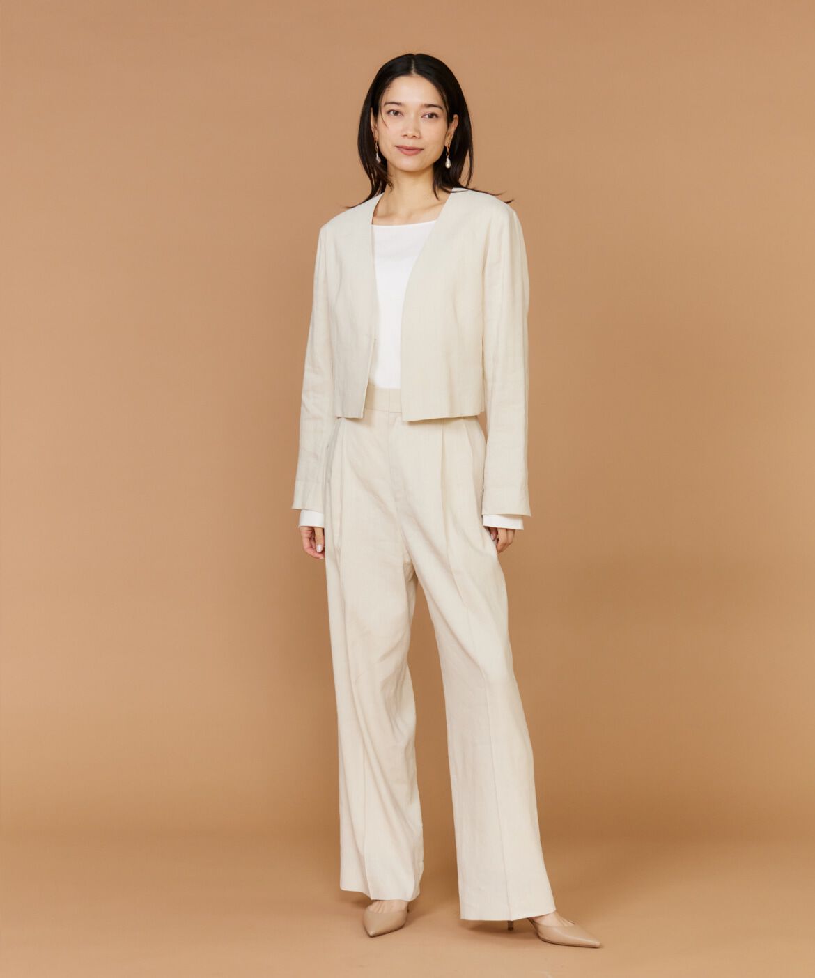 INED「《大きいサイズ》リネンセミワイドパンツ《PONTETORTO》」|その他|