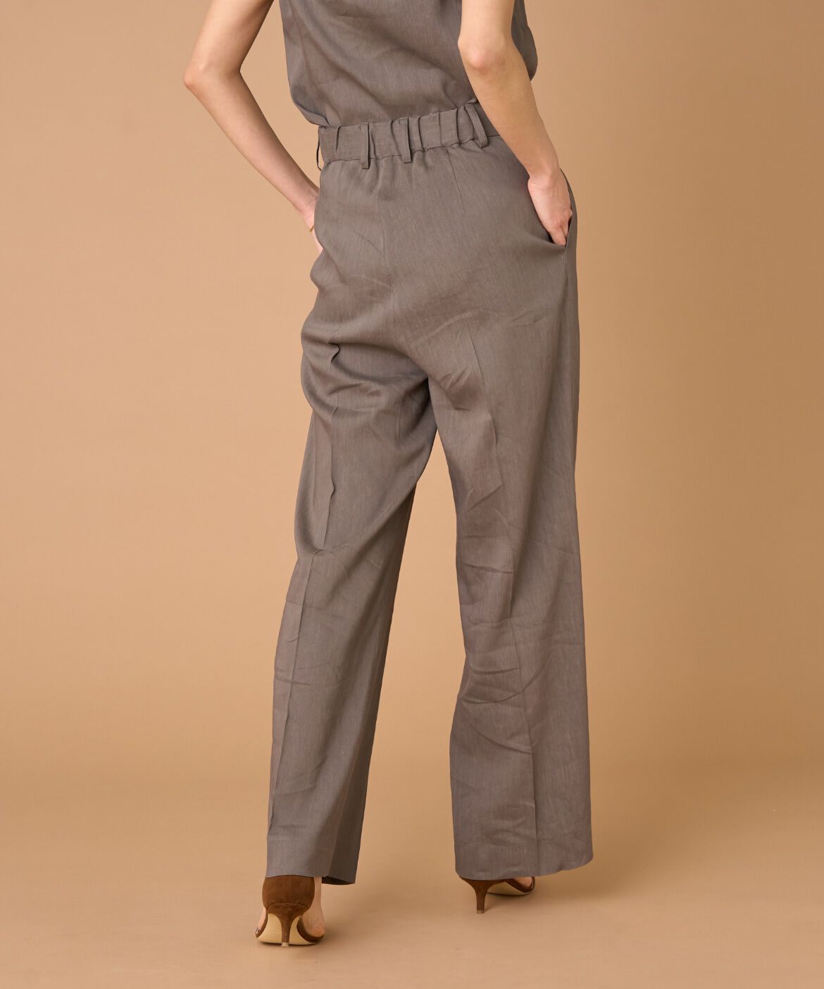 INED「《大きいサイズ》リネンセミワイドパンツ《PONTETORTO》」|その他|