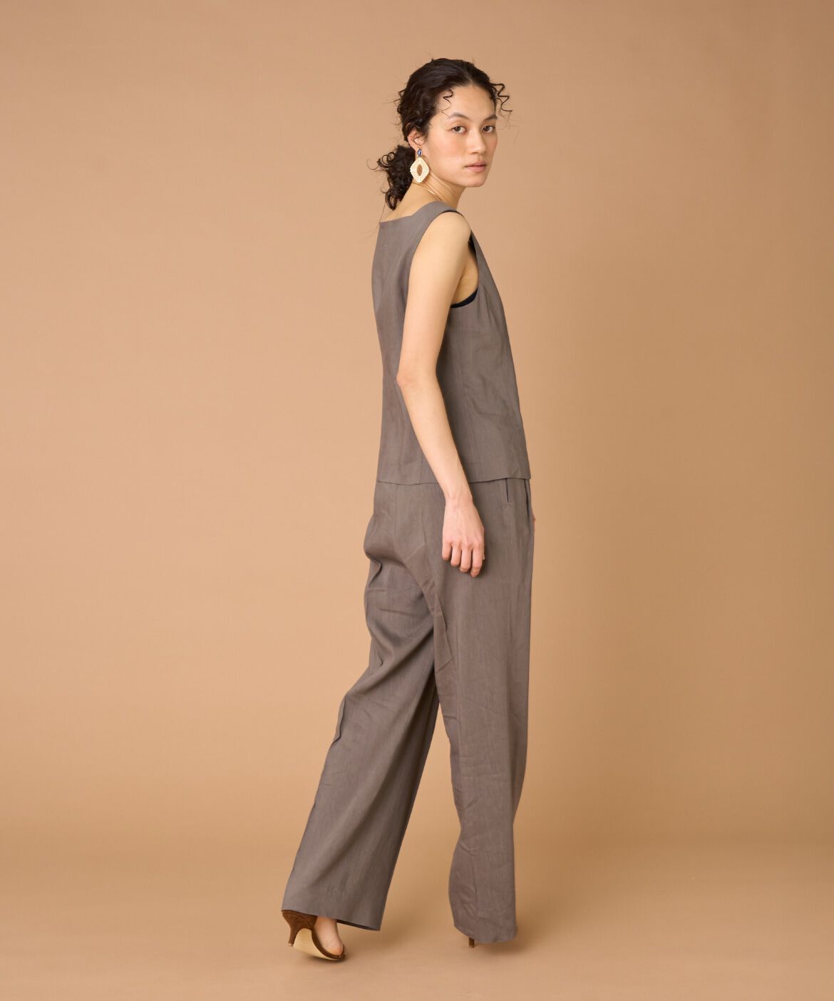 INED「《大きいサイズ》リネンセミワイドパンツ《PONTETORTO》」|その他|