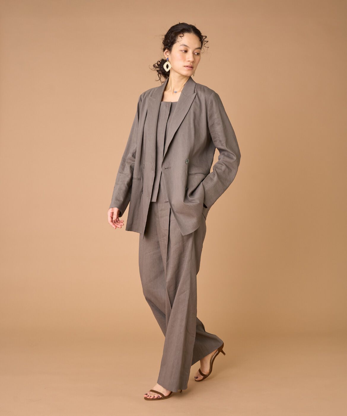 INED「《大きいサイズ》リネンセミワイドパンツ《PONTETORTO》」|その他|