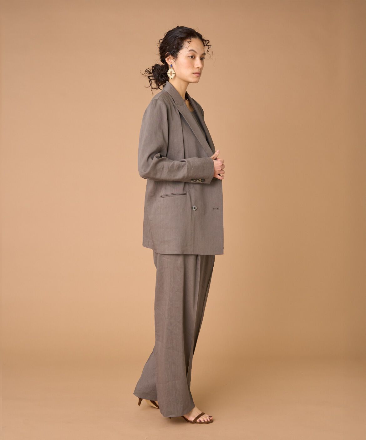 INED「《大きいサイズ》リネンセミワイドパンツ《PONTETORTO》」|その他|