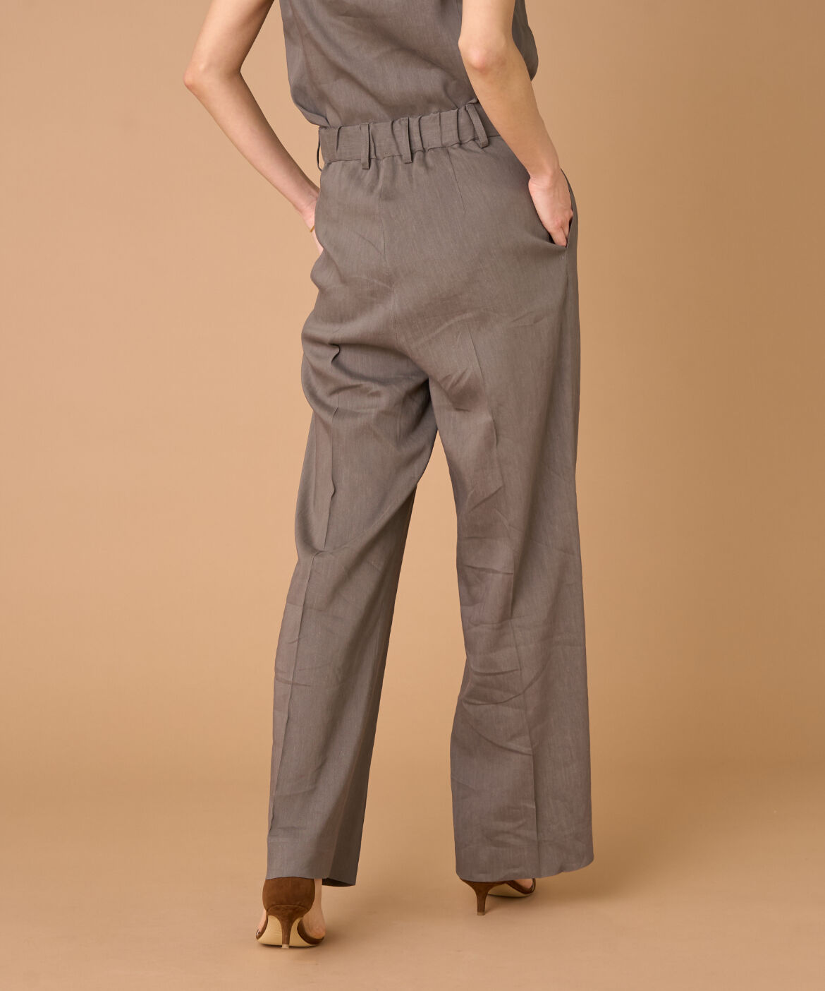 INED「《大きいサイズ》リネンセミワイドパンツ《PONTETORTO》」|その他|