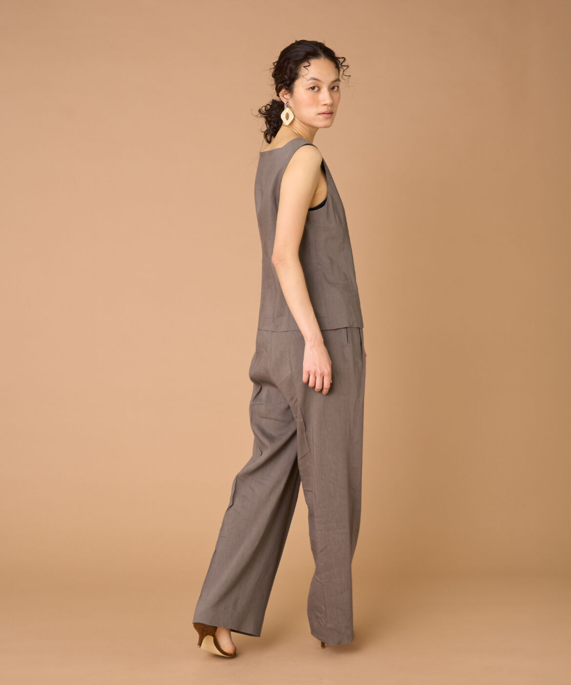 INED「《大きいサイズ》リネンセミワイドパンツ《PONTETORTO》」|その他|