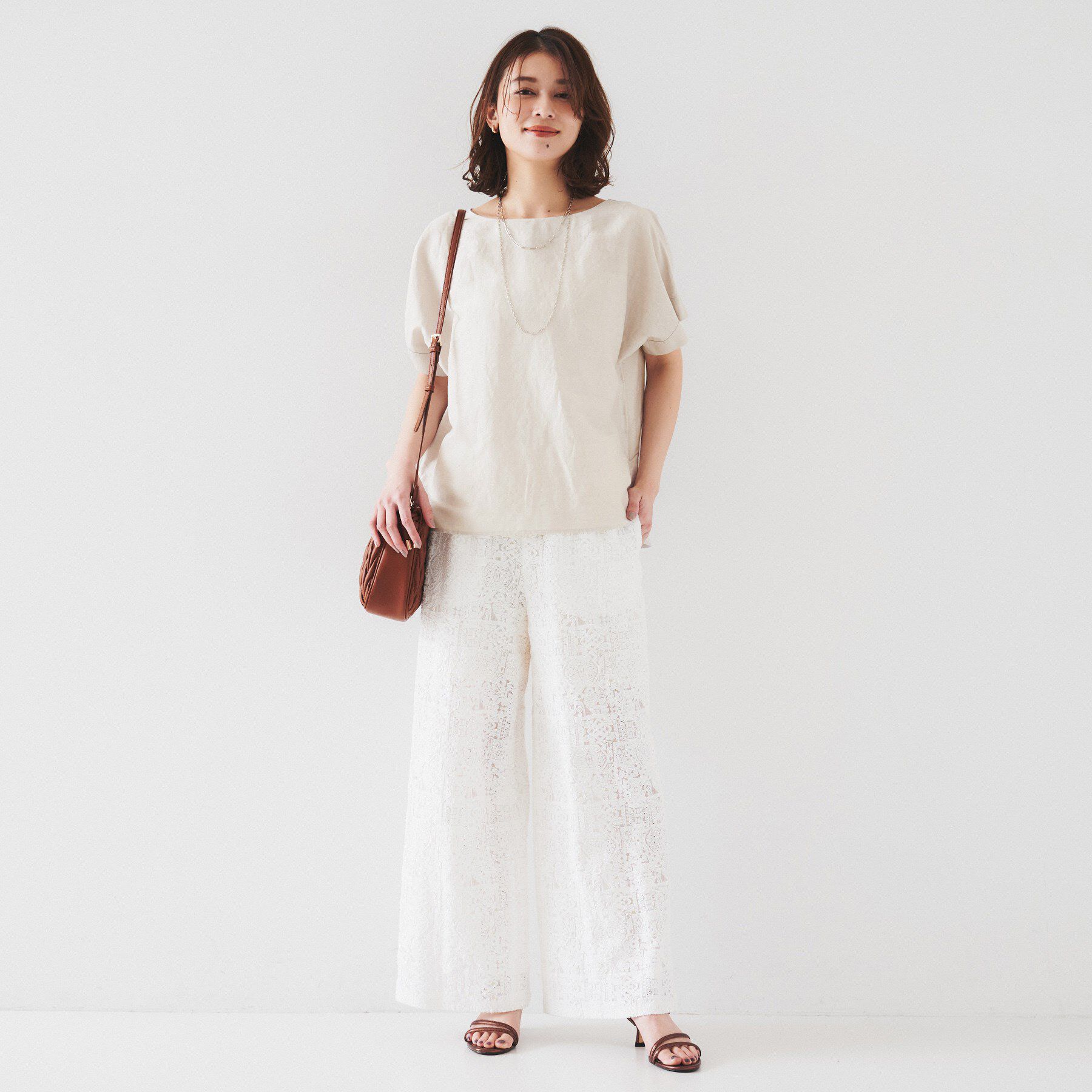 UNTITLED「【セットアップ可能/手洗い可】リネン混 ボートネックTブラウス」|シャツ・ブラウス|