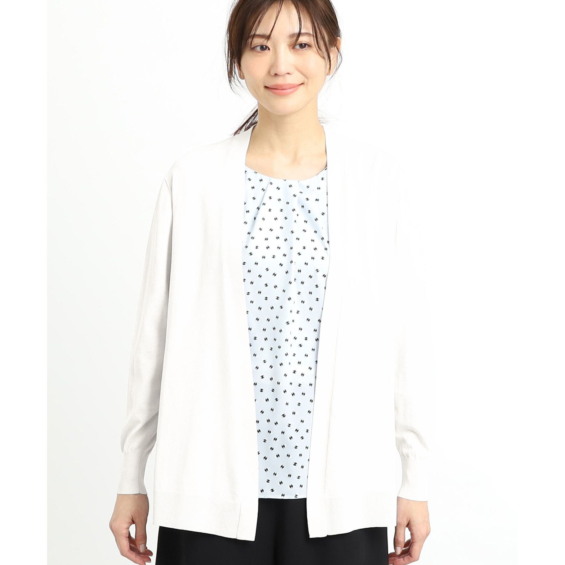 Reflect「【夏SALE／単品使いもできる】プリントブラウス着流しカーディガンニット」|カーディガン|