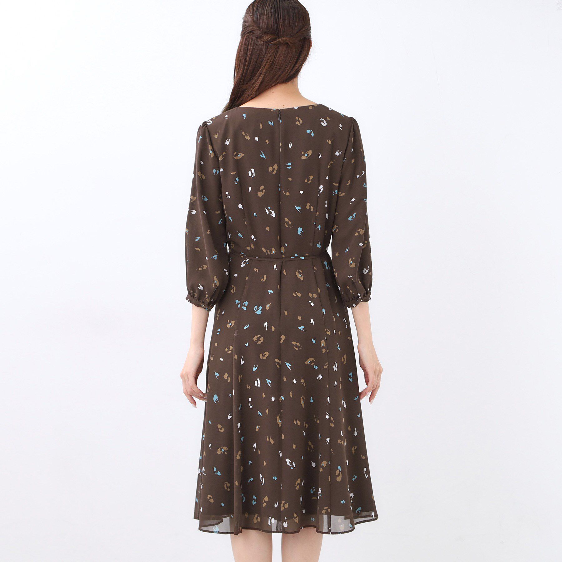 Reflect「【ウエストリボン付き】フレアプリントワンピース」|ワンピース|