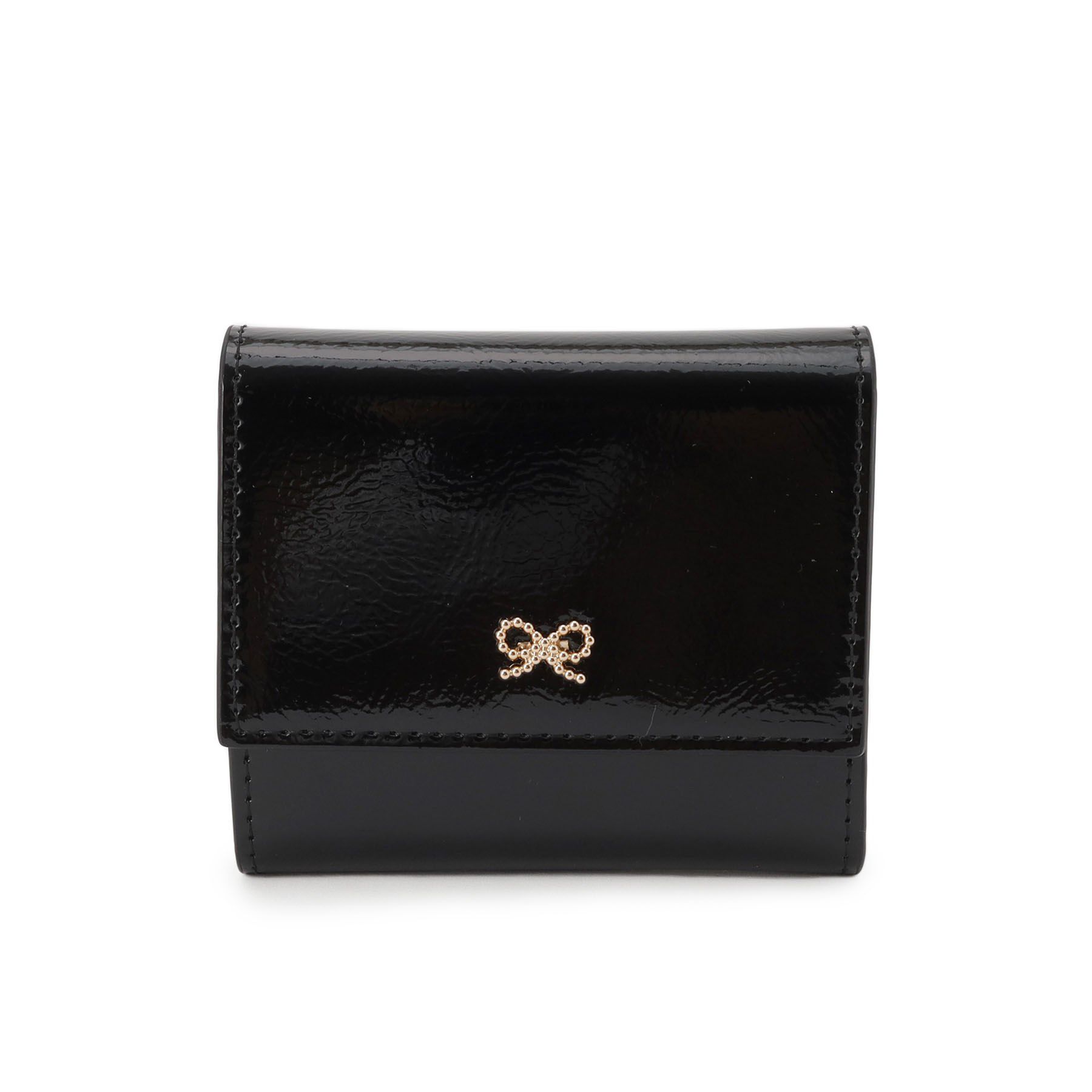 grove「エナメルリボン3つ折財布」|財布|ブラック(019)