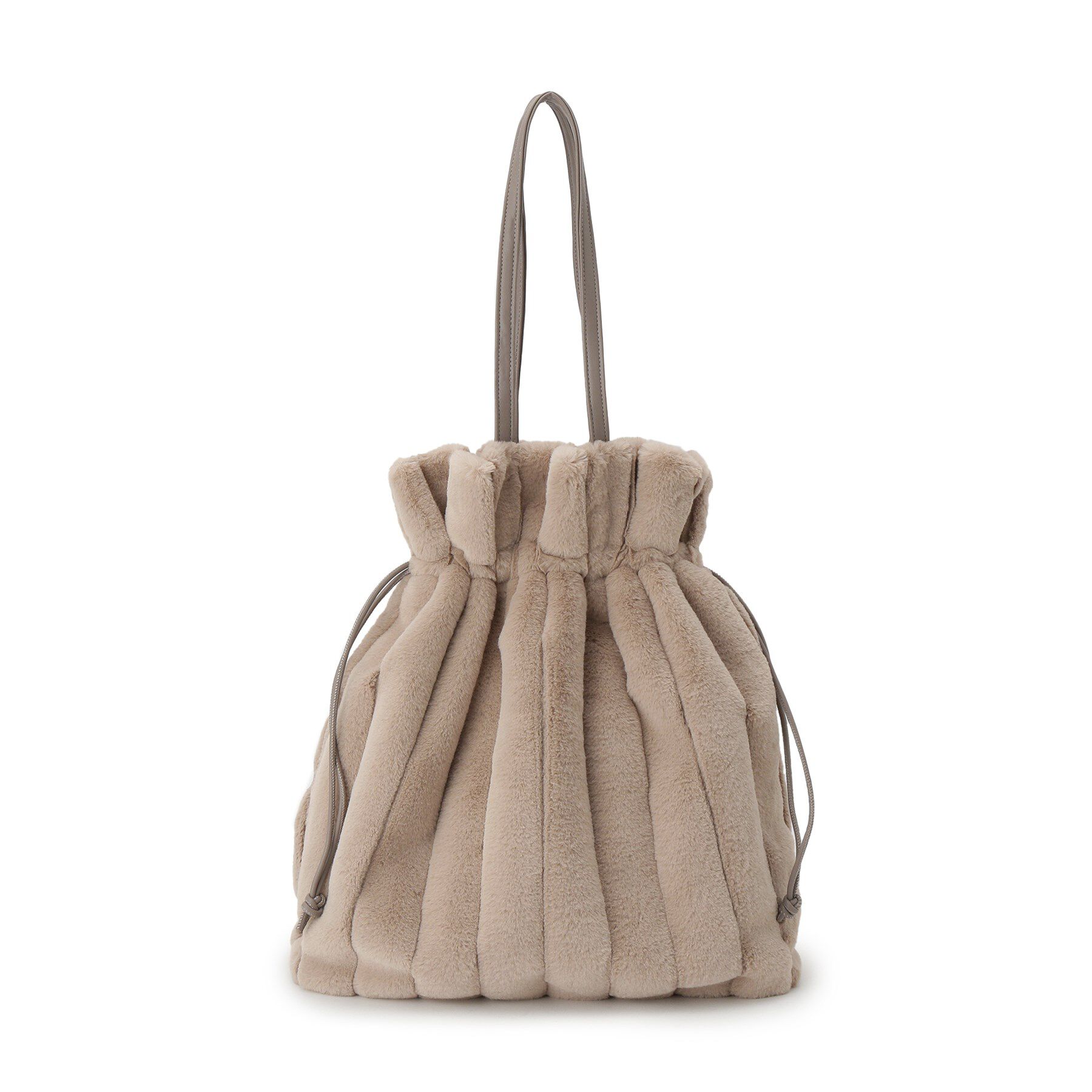 grove「ストライプエコファー巾着トート」|トートバッグ|