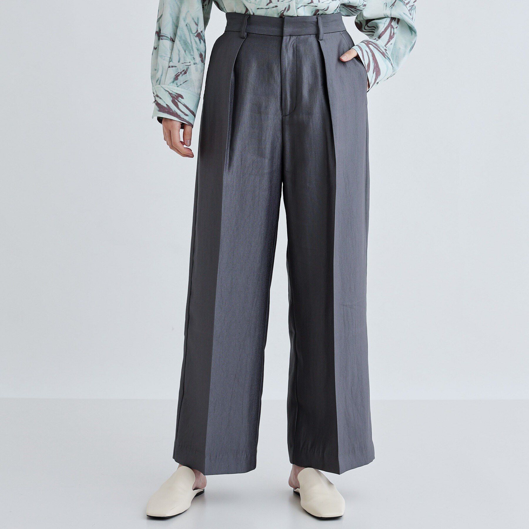 GALLEST「【セレモニー/セットアップ可能】タックストレートパンツ」|その他|チャコールグレー(0