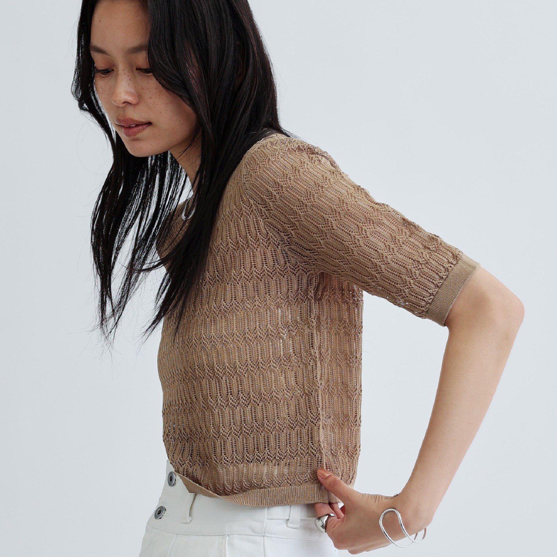 GALLEST「ハーフスリーブシアーニット」|ニット・セーター|