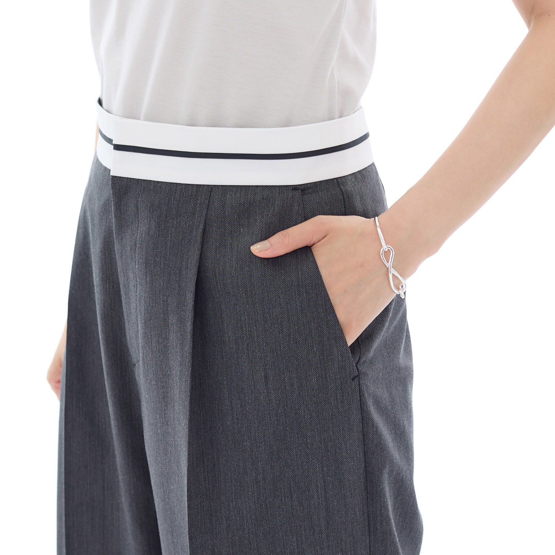 INDIVI「【ウール調素材】ベルトデザインワイドパンツ」|その他|