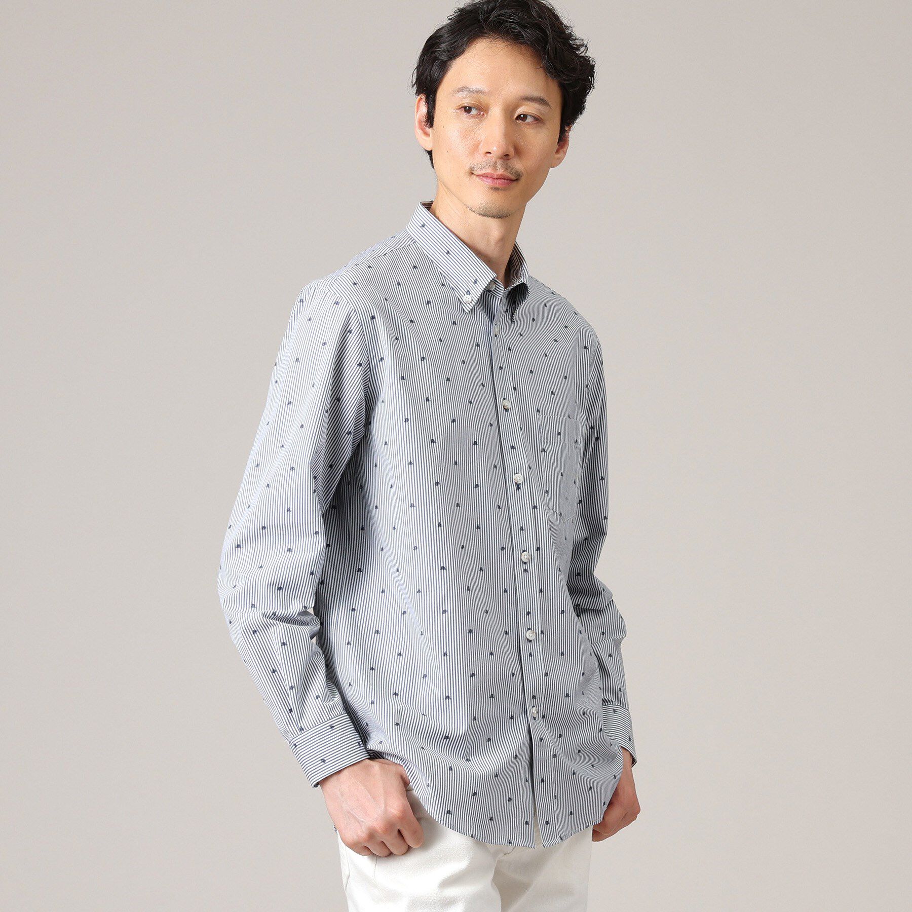 TAKEO KIKUCHI「ハットモチーフ ジャカード ストライプ シャツ」|シャツ・ブラウス|