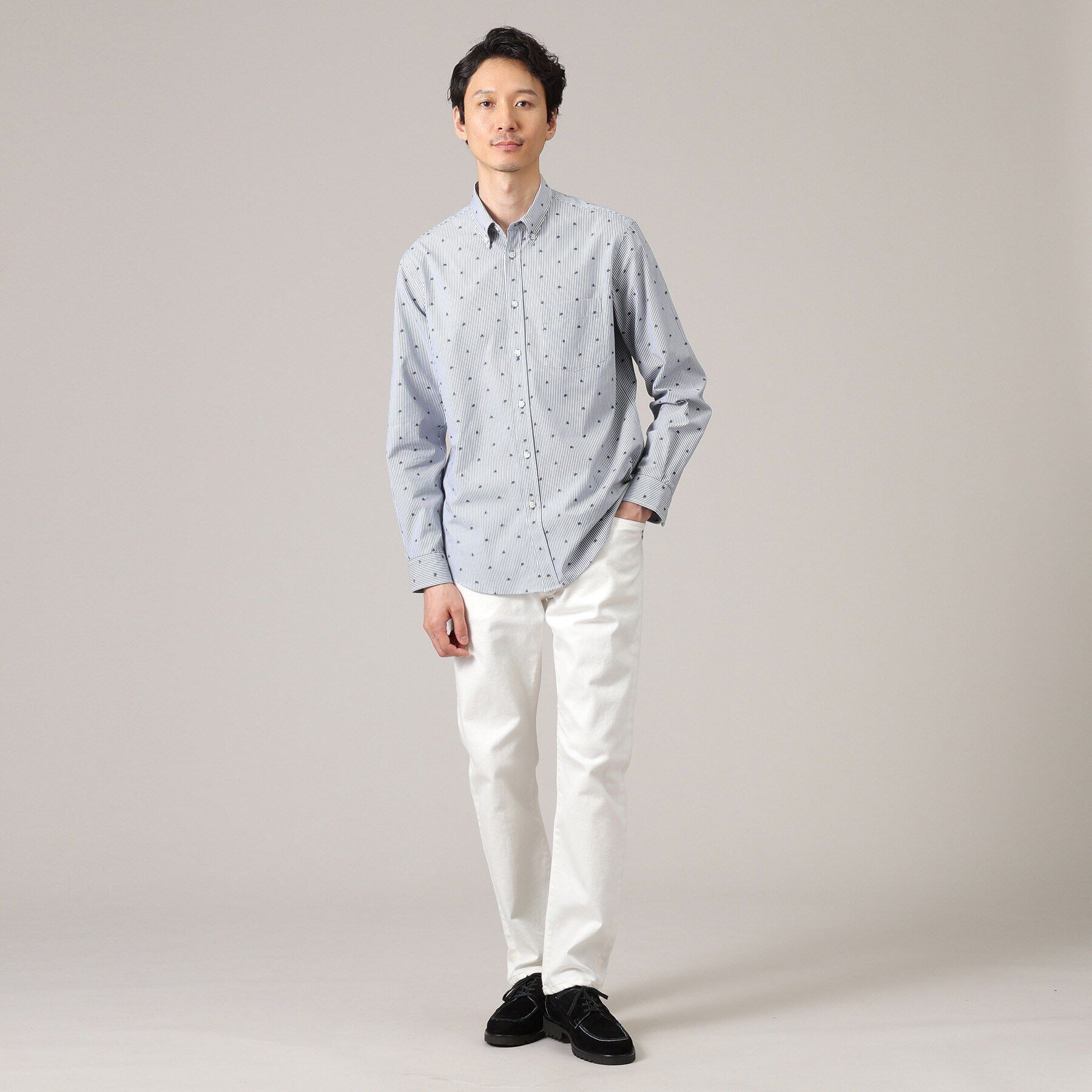 TAKEO KIKUCHI「ハットモチーフ ジャカード ストライプ シャツ」|シャツ・ブラウス|