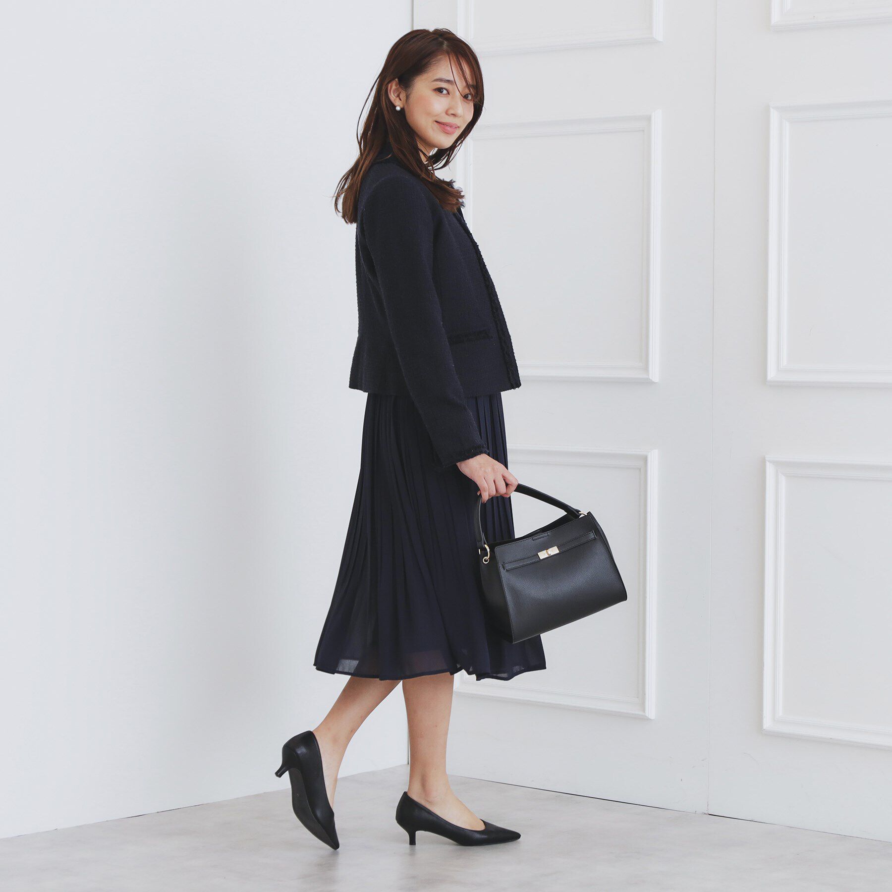 index「《通勤/セットアップ対応》ノーカラーツイードジャケット【洗える】」|ノーカラージャケット|