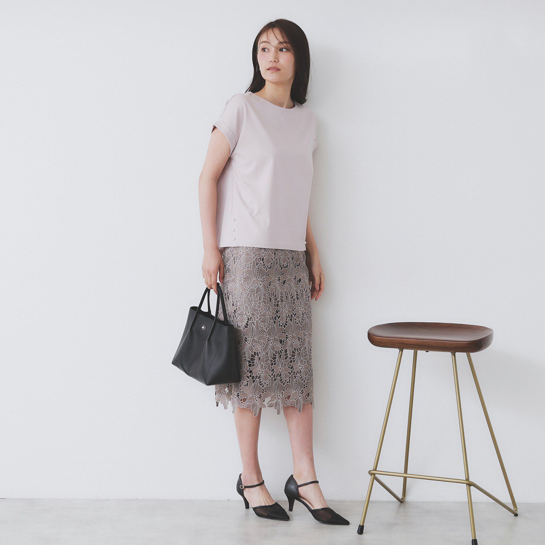 index「《S-3Lサイズ》サイドパール調ボタンボクシートップス【洗濯機洗い可/UVケア/接触冷感】」|Tシャツ・カットソー|