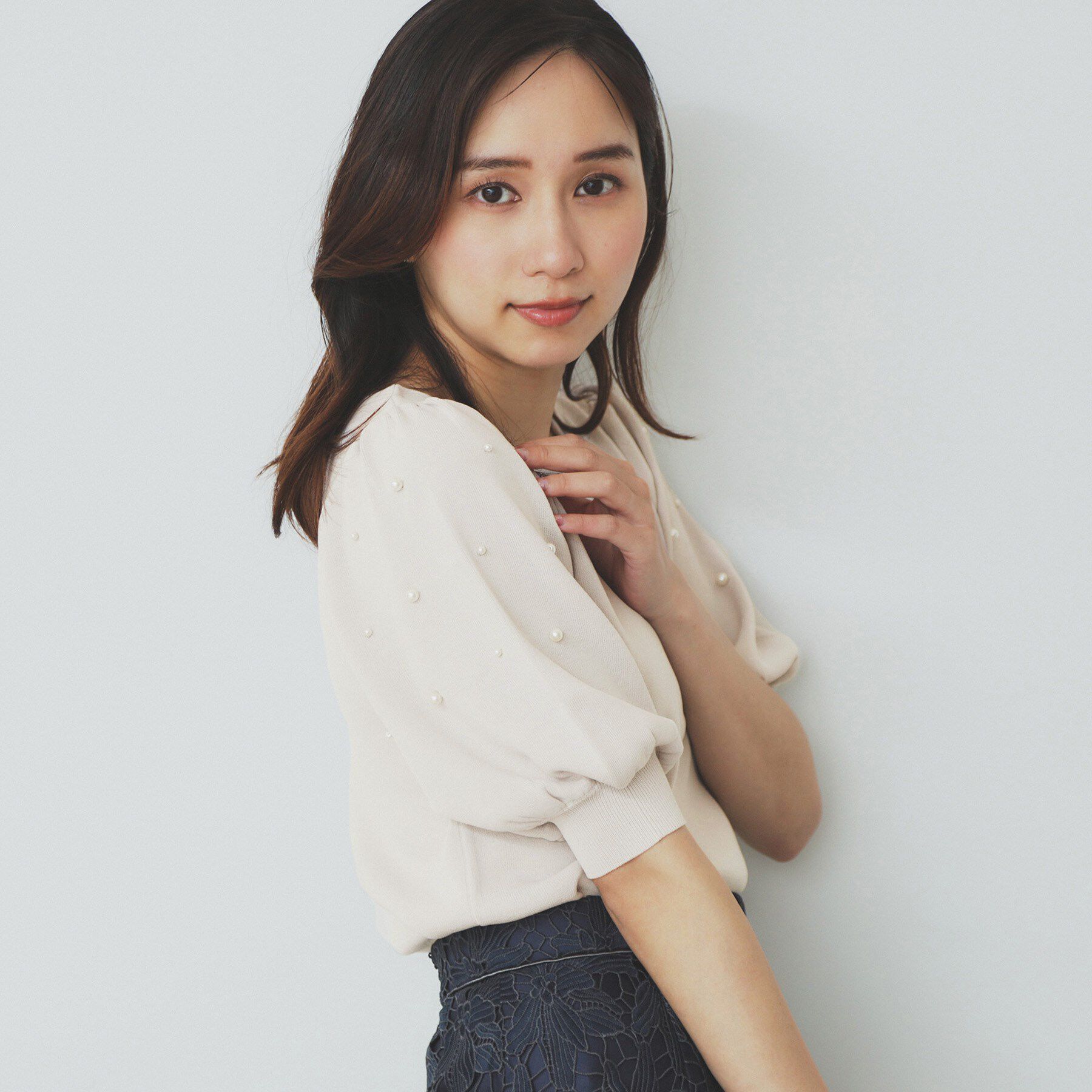 index「ドライタッチ パール調パフスリーブニット【洗濯機洗い可/UVケア/抗ピル/接触冷感】」|ニット・セーター|