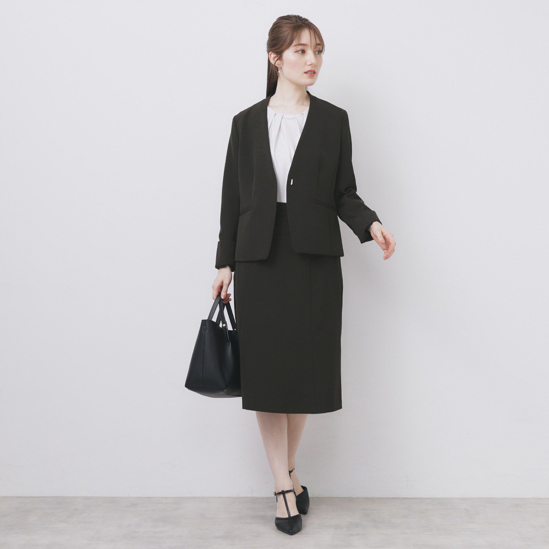 index「ストレッチノーカラージャケット/セットアップ対応【洗濯機洗い可/イージーアイロン/防シワ】」|ノーカラージャケット|