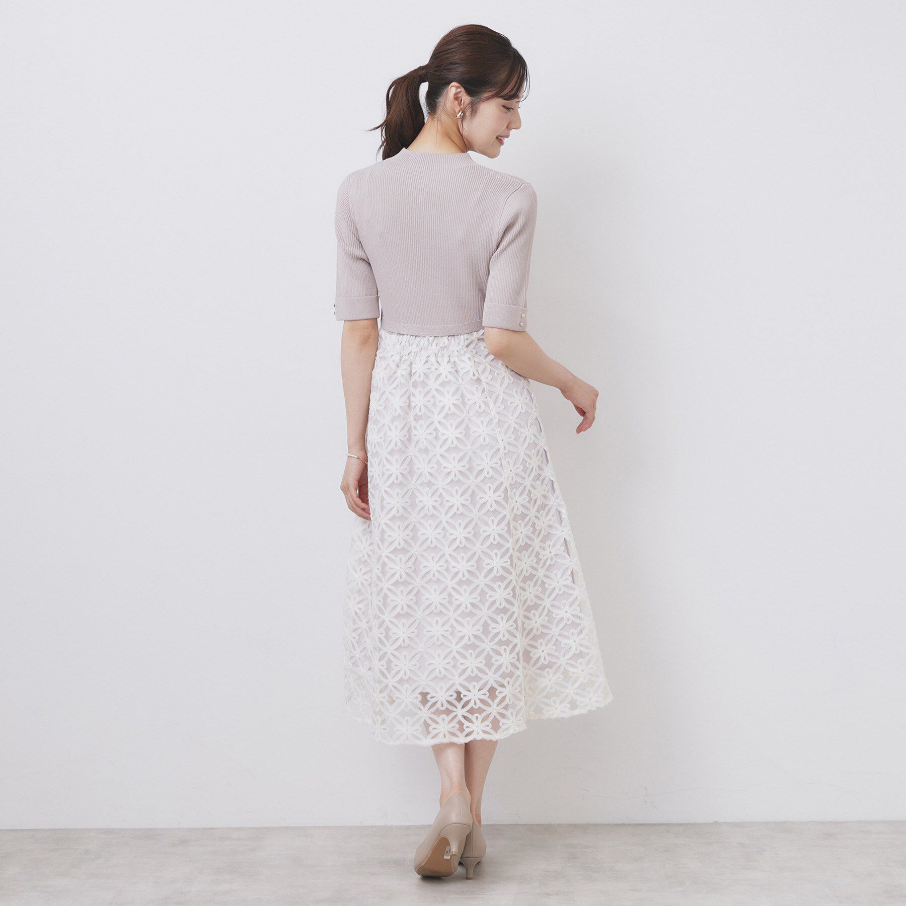 index「フラワーレースドッキングワンピース【洗える/抗ピル】」|ワンピース|