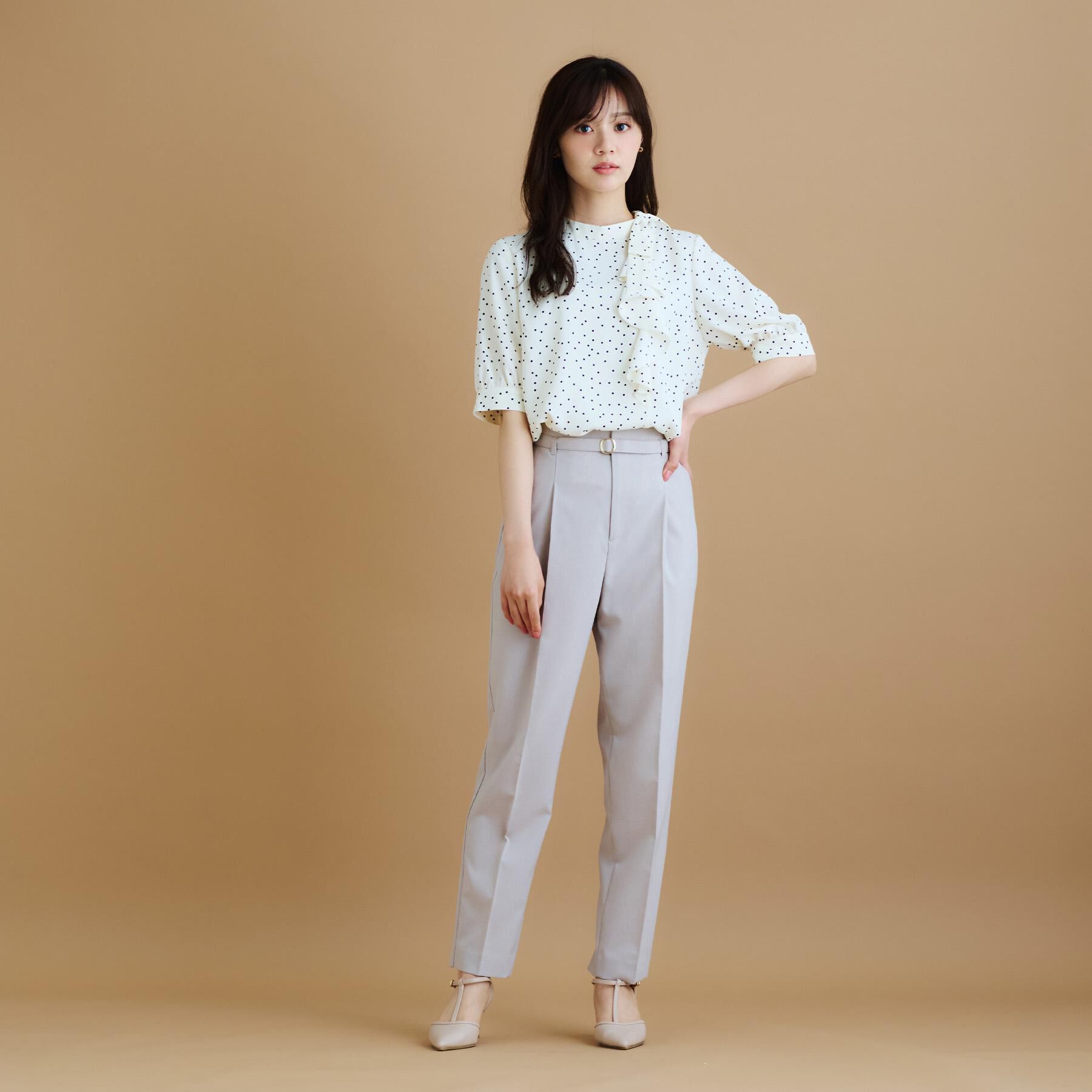 index「ロールカラーアシメフリルリボンブラウス【洗濯機洗い可/イージーアイロン】」|シャツ・ブラウス|