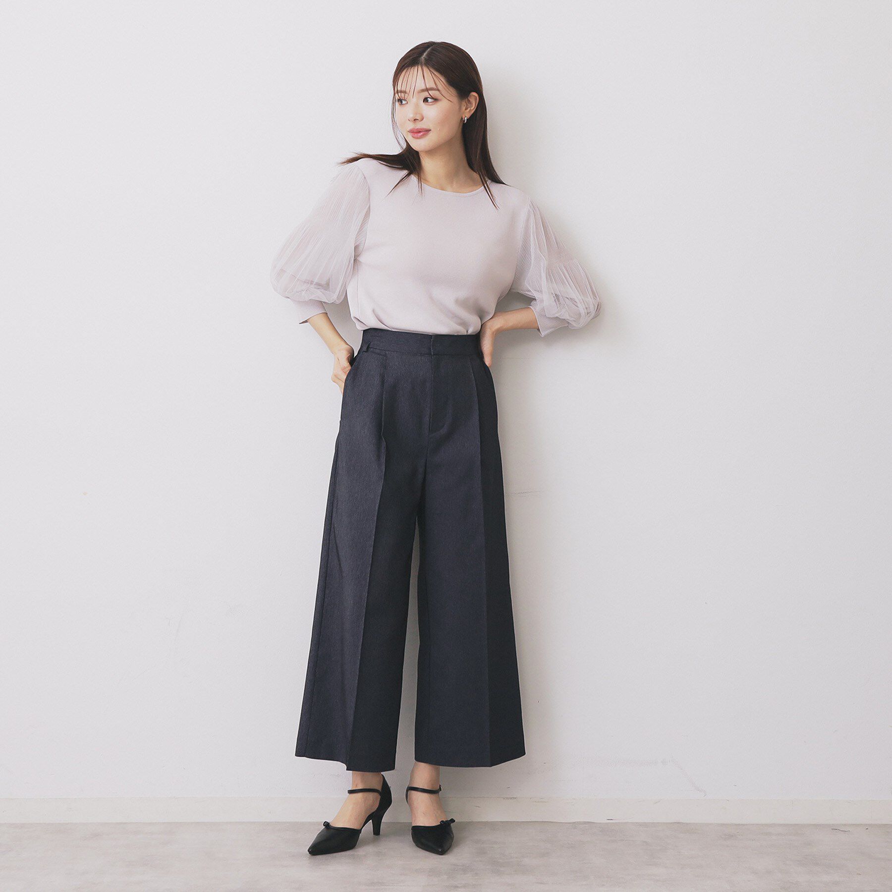 index「ベルト付きストレッチワイドパンツ【洗濯機洗い可】」|その他|