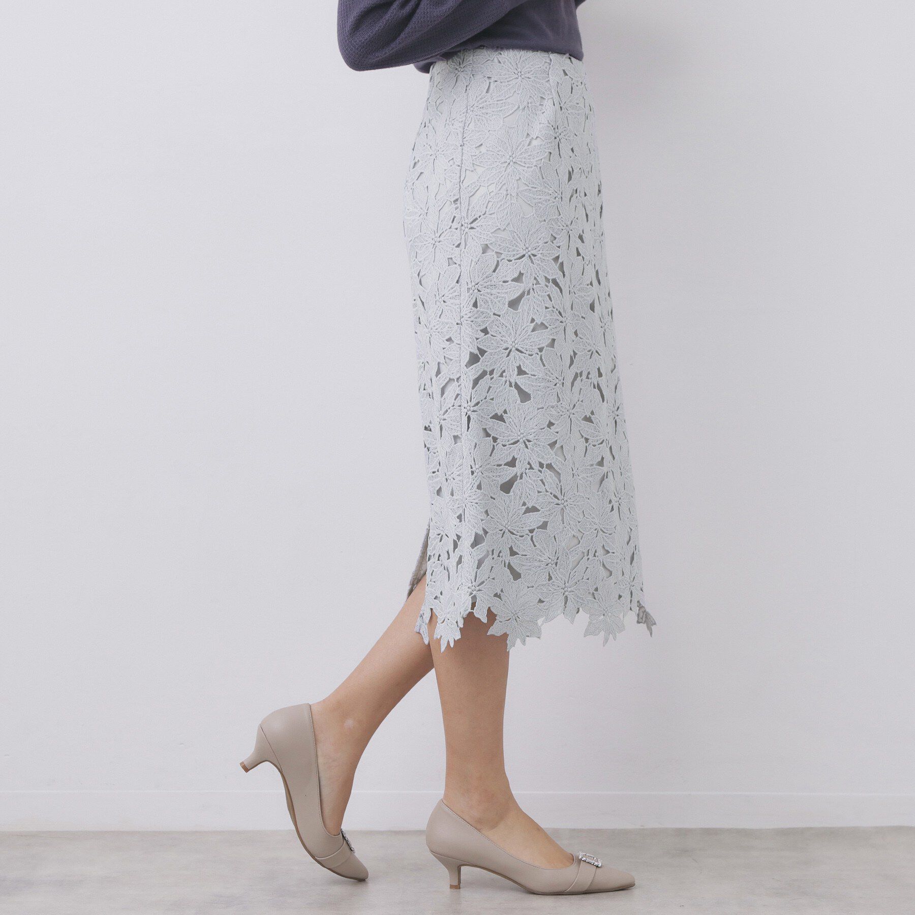 index「《XS~3L》フラワーレースタイトスカート【洗濯機OK】」|スカート|