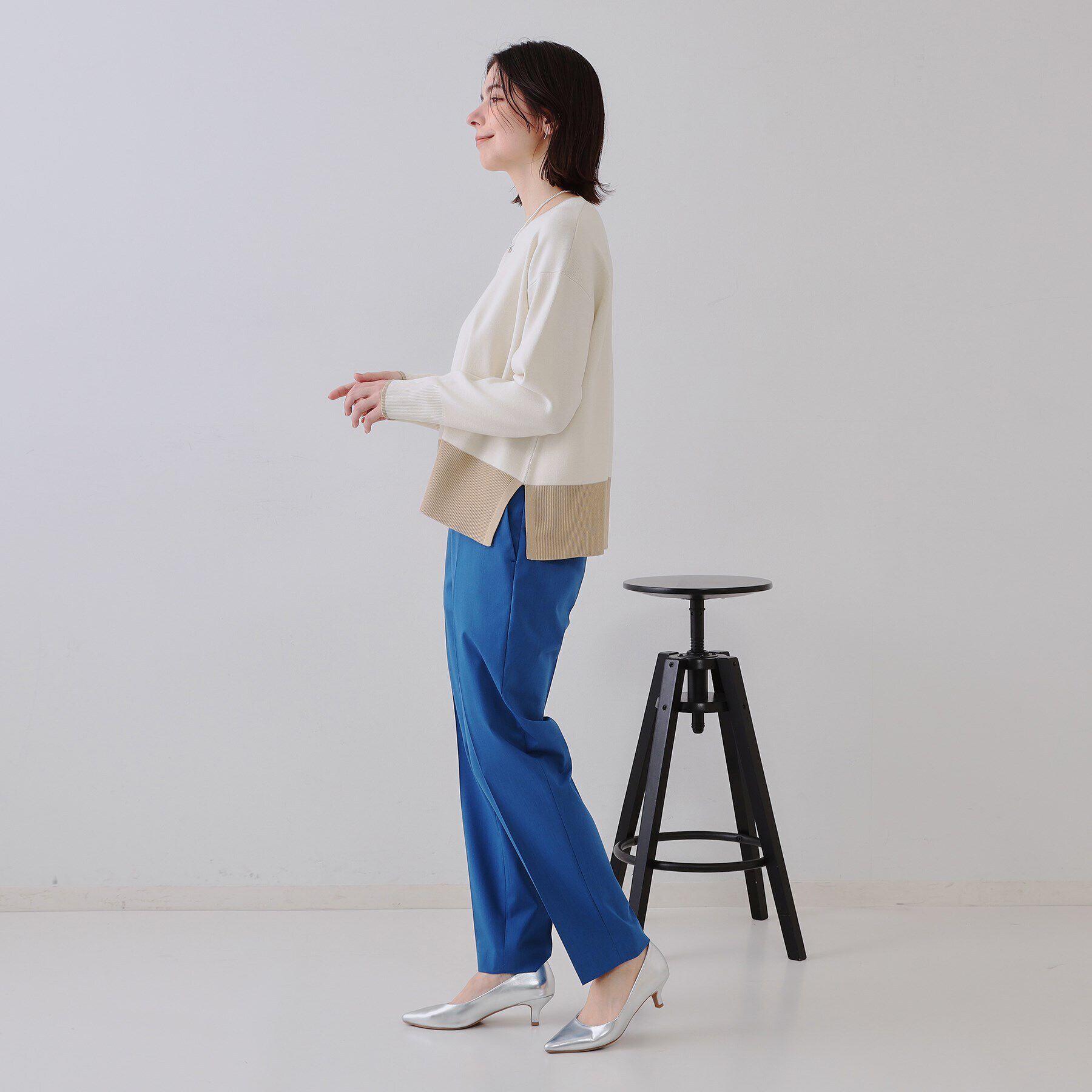 OPAQUE.CLIP「バイカラーボクシーニット【洗濯機洗い可】」|ニット・セーター|