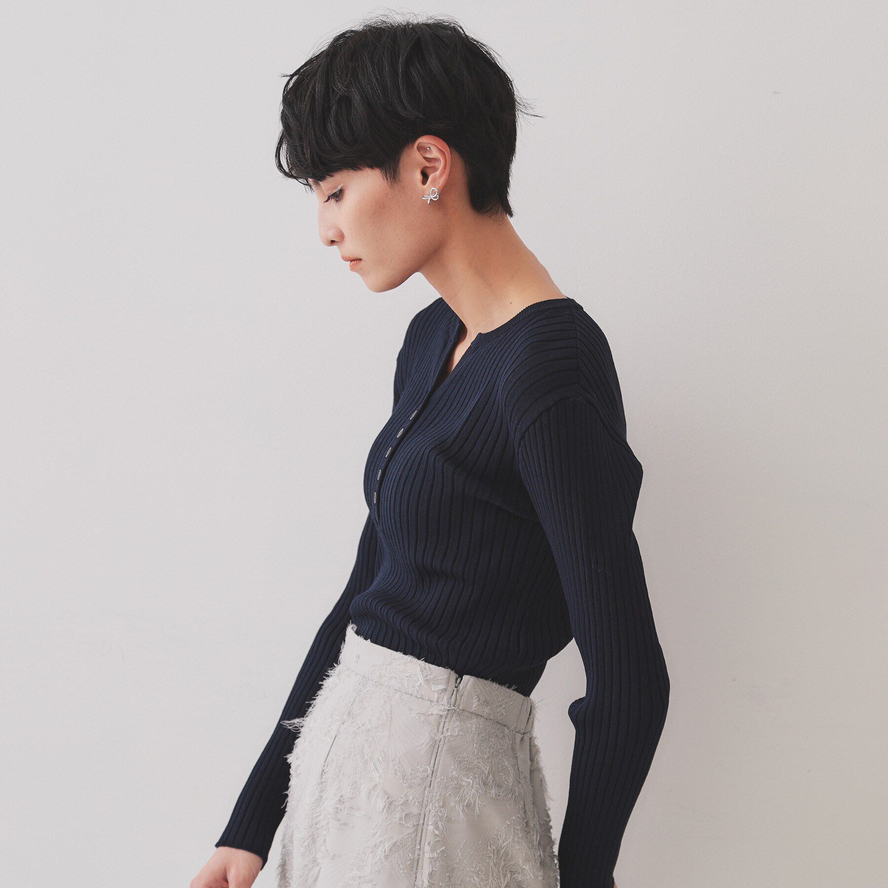 OPAQUE.CLIP「ヘンリーネックリブニット【洗濯機洗い可】」|ニット・セーター|