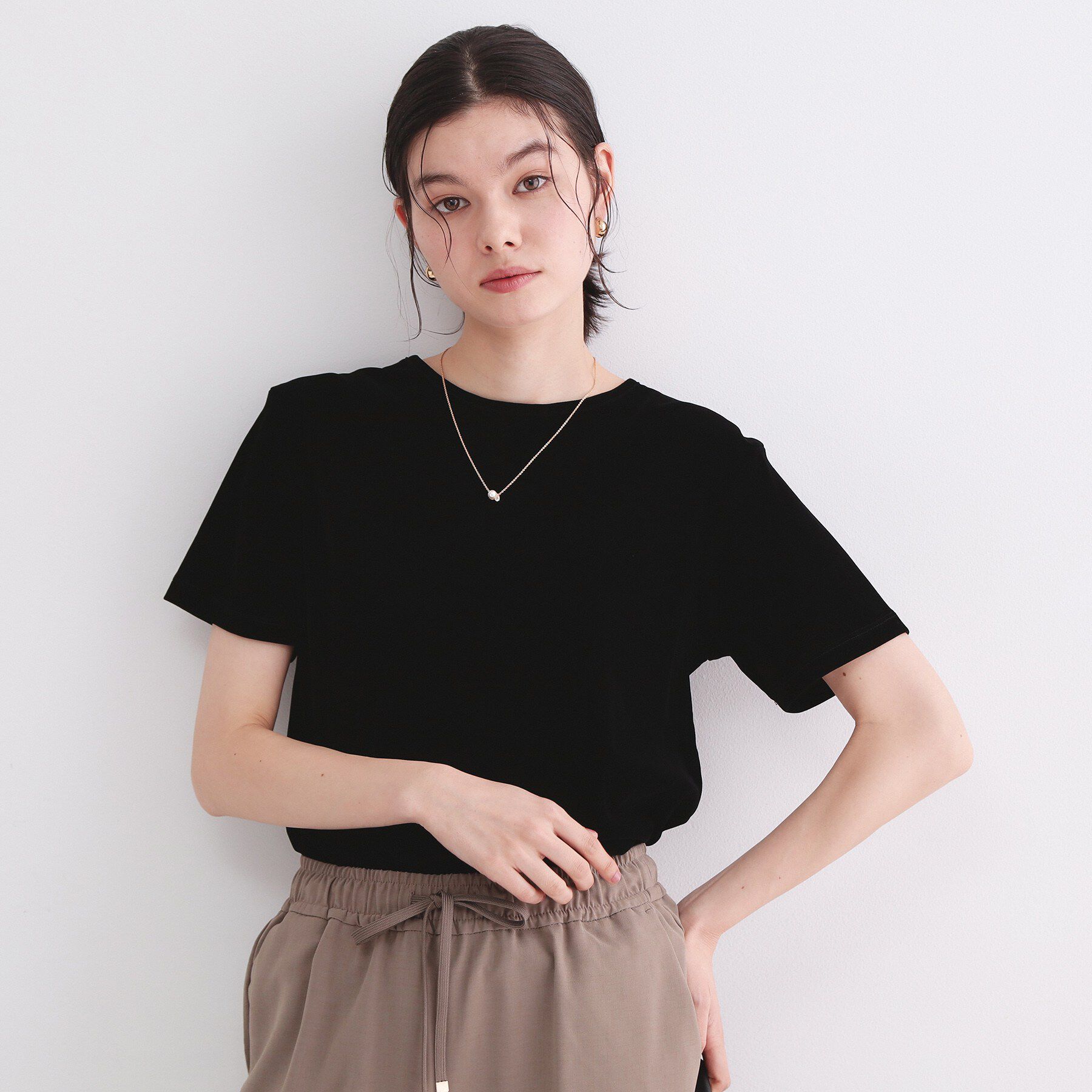 OPAQUE.CLIP「フロッキーチュールTシャツ【洗濯機洗い可】」|Tシャツ・カットソー|