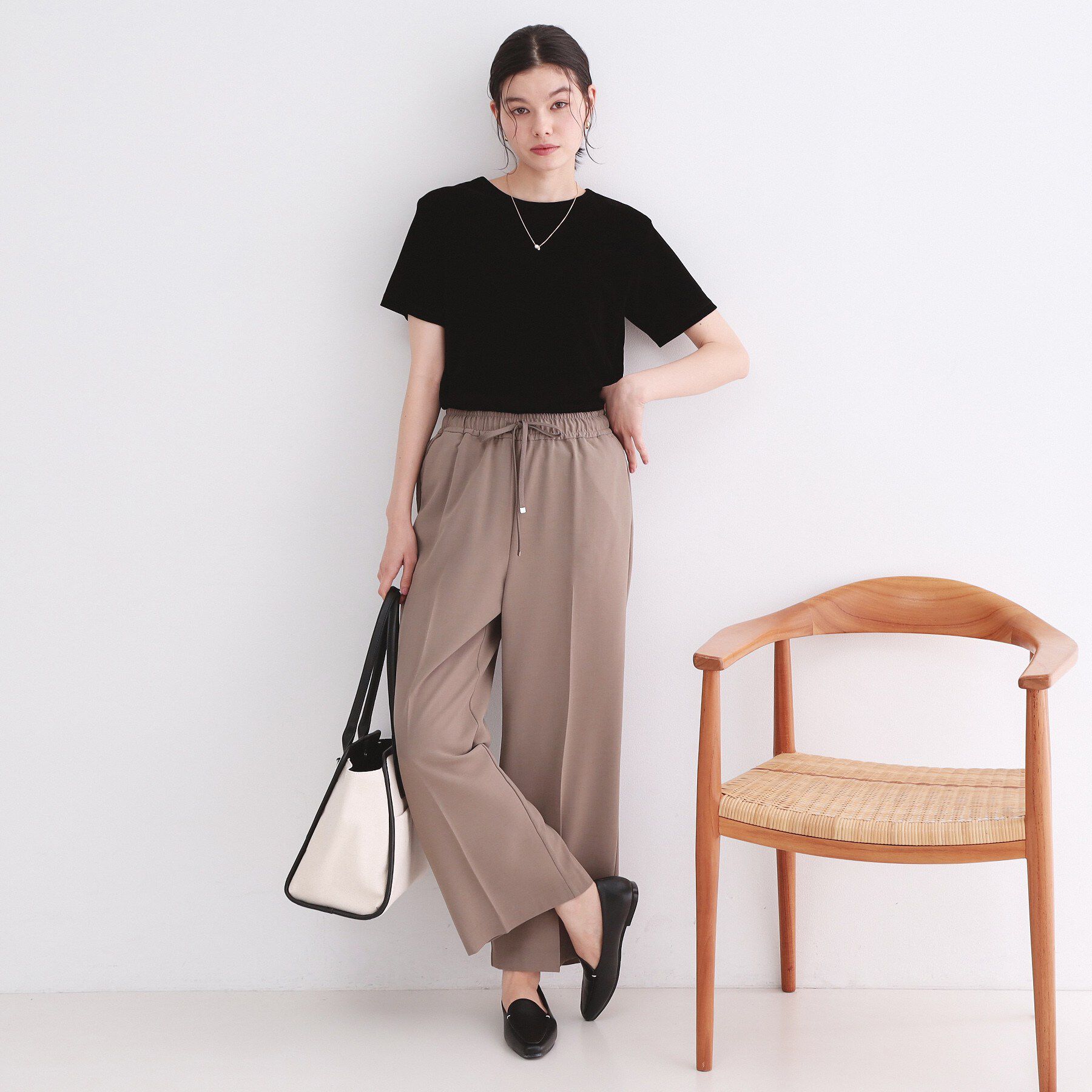 OPAQUE.CLIP「フロッキーチュールTシャツ【洗濯機洗い可】」|Tシャツ・カットソー|