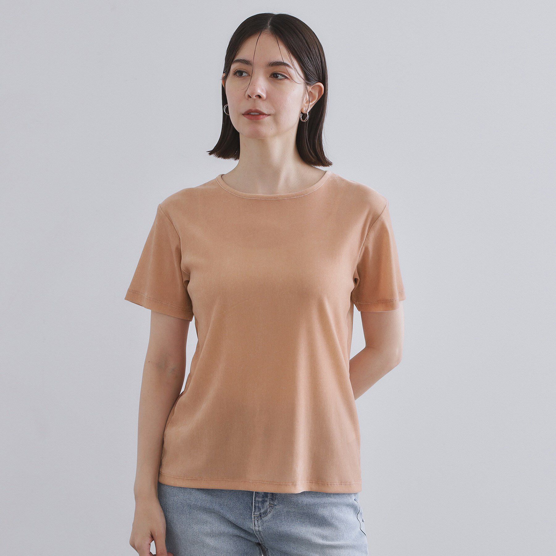 OPAQUE.CLIP「フロッキーチュールTシャツ【洗濯機洗い可】」|Tシャツ・カットソー|