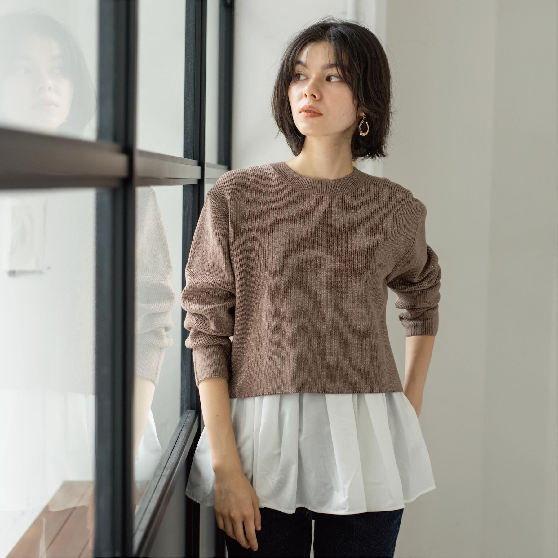 OPAQUE.CLIP「《ツインセット》ショートラメニット&times;フレアタンクトップ【洗濯機OK】」|その他|