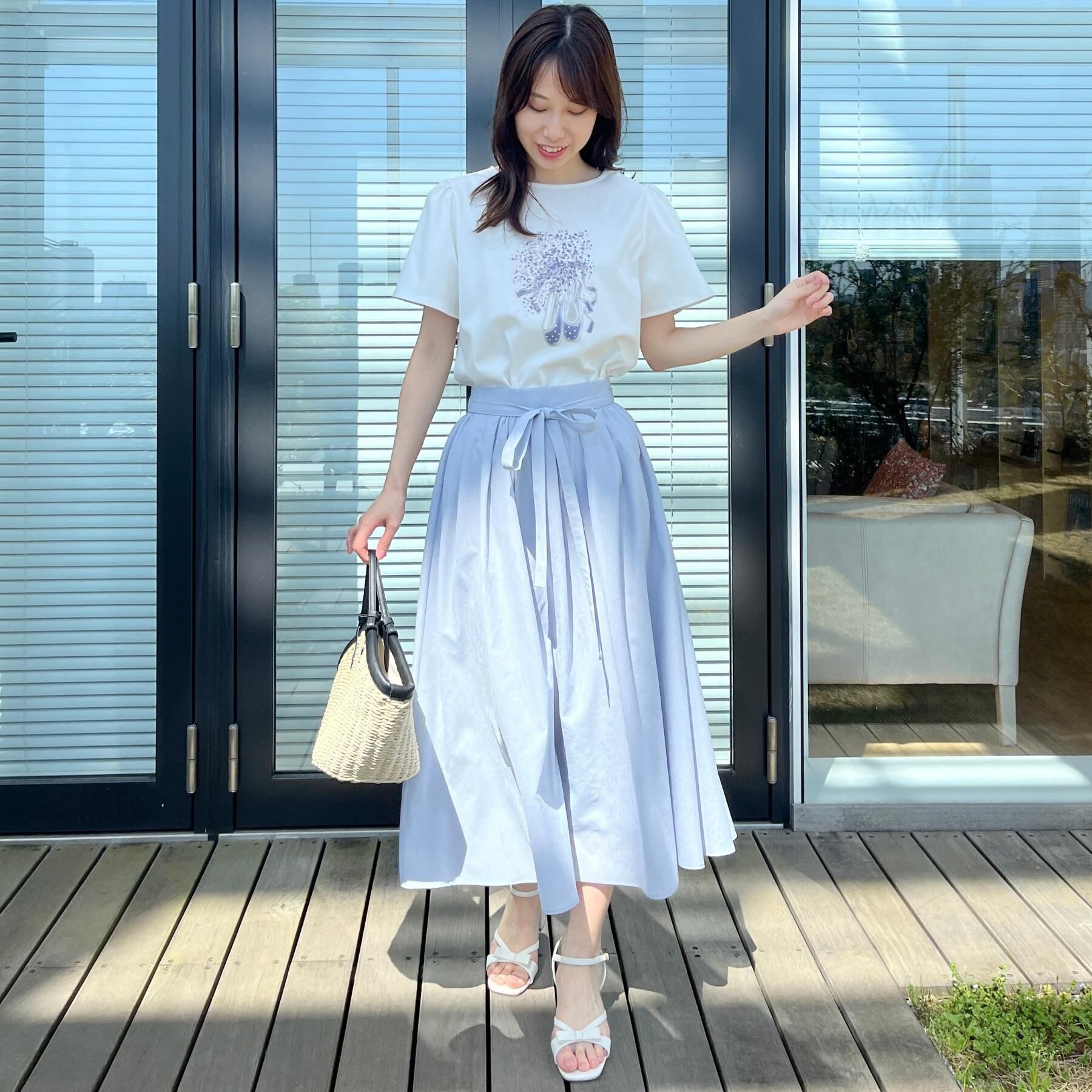 Couture broach「【きれいめ・通勤】細リボン付きパレットボイルスカート」|スカート|