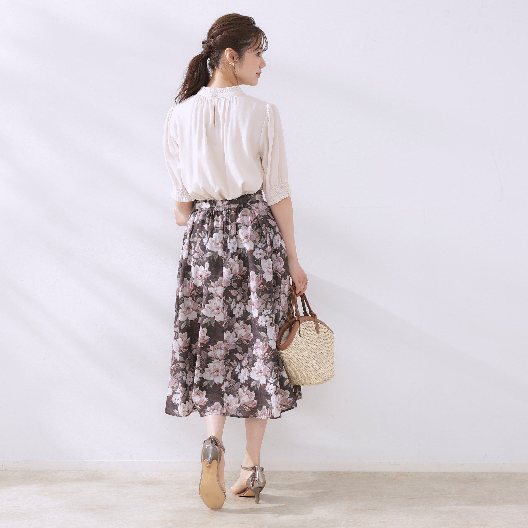 Couture broach「【きれいめ・通勤】細リボン付きパレットボイルスカート」|スカート|