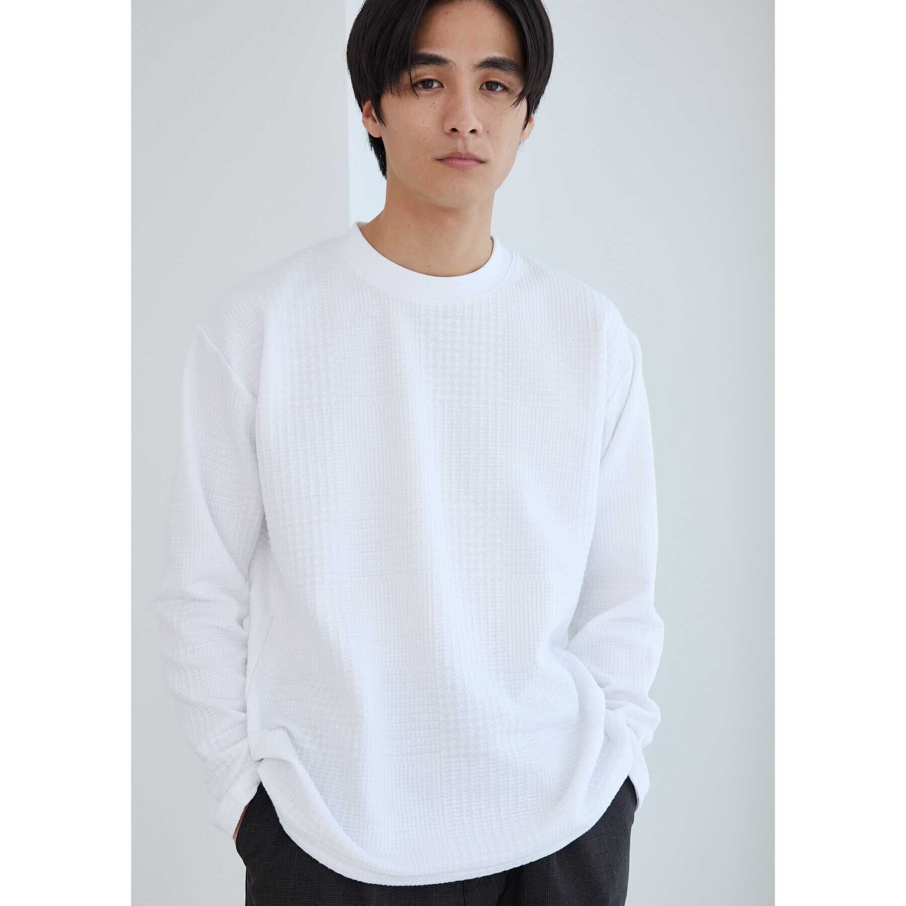 THE SHOP TK「ふくれジャガード長袖Tシャツ」|Tシャツ・カットソー|オフホワイト(003