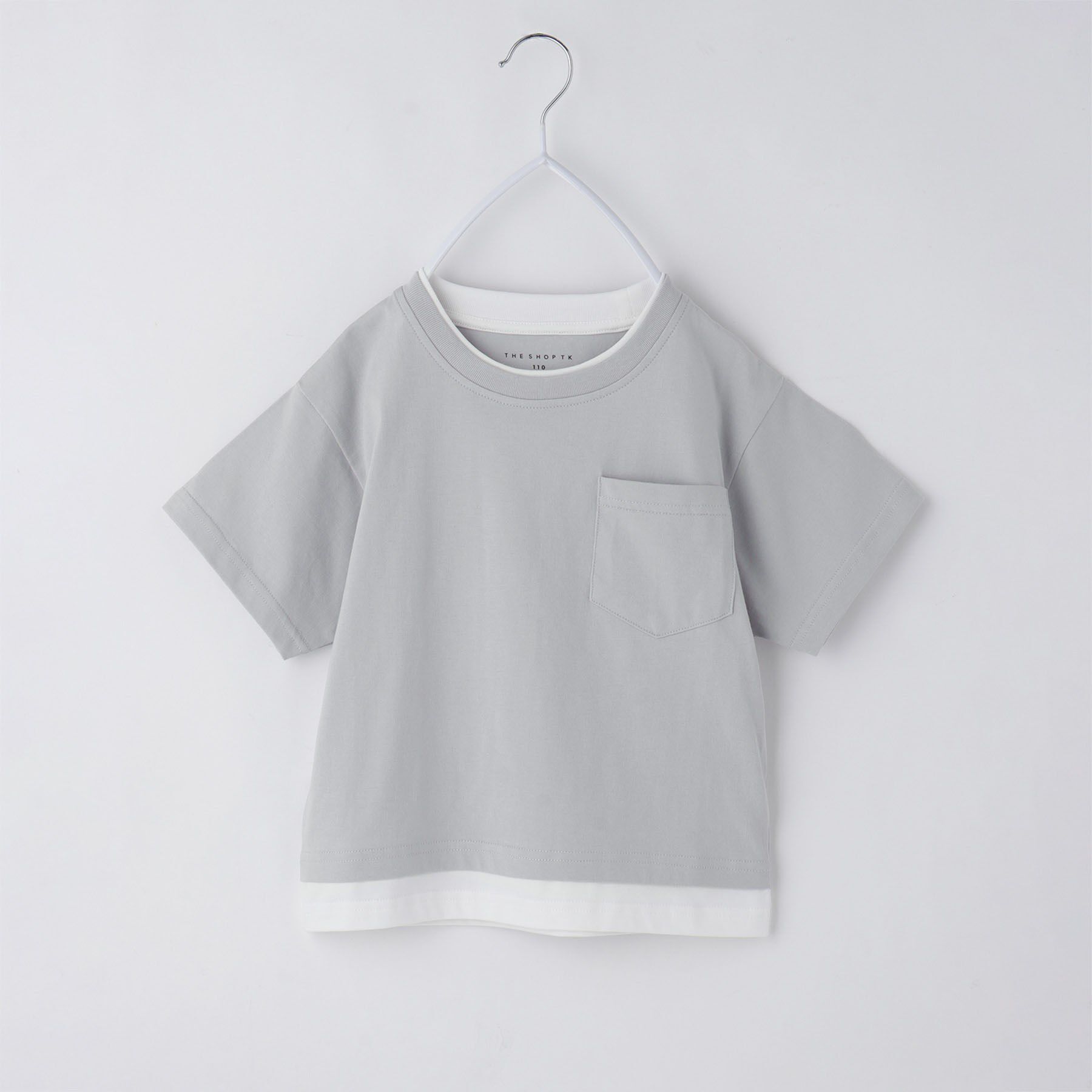 THE SHOP TK「【110－160】レイヤード風半袖Tシャツ/洗濯機OK」|Tシャツ・カットソー|ライトグレー(511